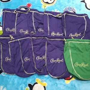 Crown Royal Bags 10. 9 Purple, One Green. Excellent Condition.